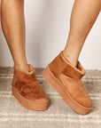Tan Legend Women's Fleece Lined Chunky Platform Mini Boots Sentient Beauty Fashions shoes