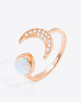 White Smoke Natural Moonstone and Zircon Sun & Moon Open Ring Sentient Beauty Fashions rings