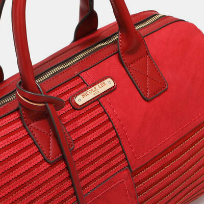 Firebrick Nicole Lee USA Scallop Stitched Boston Bag Sentient Beauty Fashions Apparel &amp; Accessories
