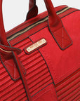 Firebrick Nicole Lee USA Scallop Stitched Boston Bag Sentient Beauty Fashions Apparel & Accessories
