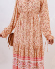 Thistle Bohemian Lace-Up Long Sleeve Maxi Dress Sentient Beauty Fashions Dresses