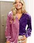 Gray BiBi Contrast Button Up Long Sleeve Shirt Sentient Beauty Fashions Apparel & Accessories