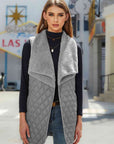 Light Slate Gray Open Front Collared Vest Sentient Beauty Fashions Apparel & Accessories