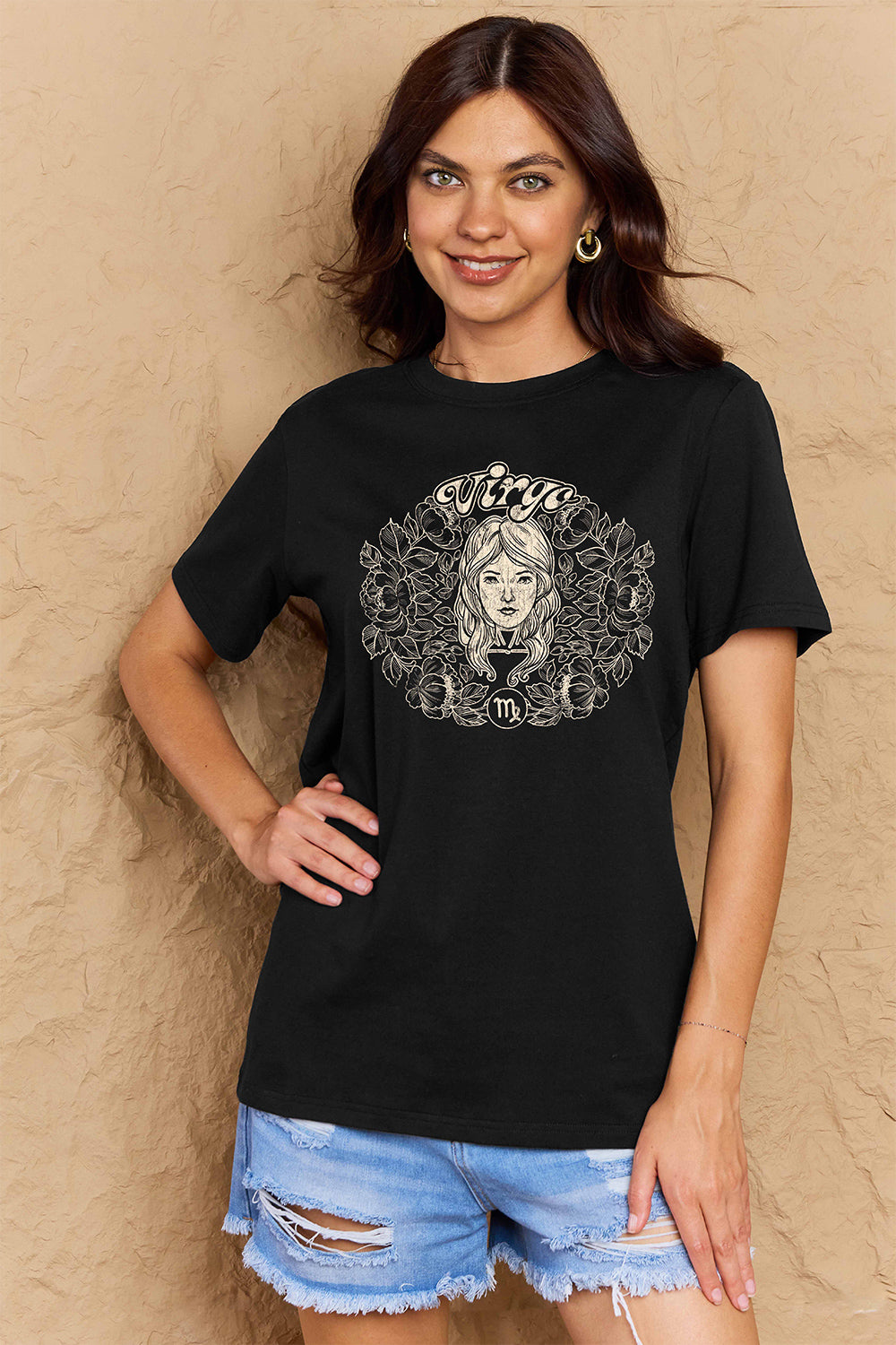Tan Simply Love Full Size VIRGO Graphic T-Shirt Sentient Beauty Fashions Apparel & Accessories