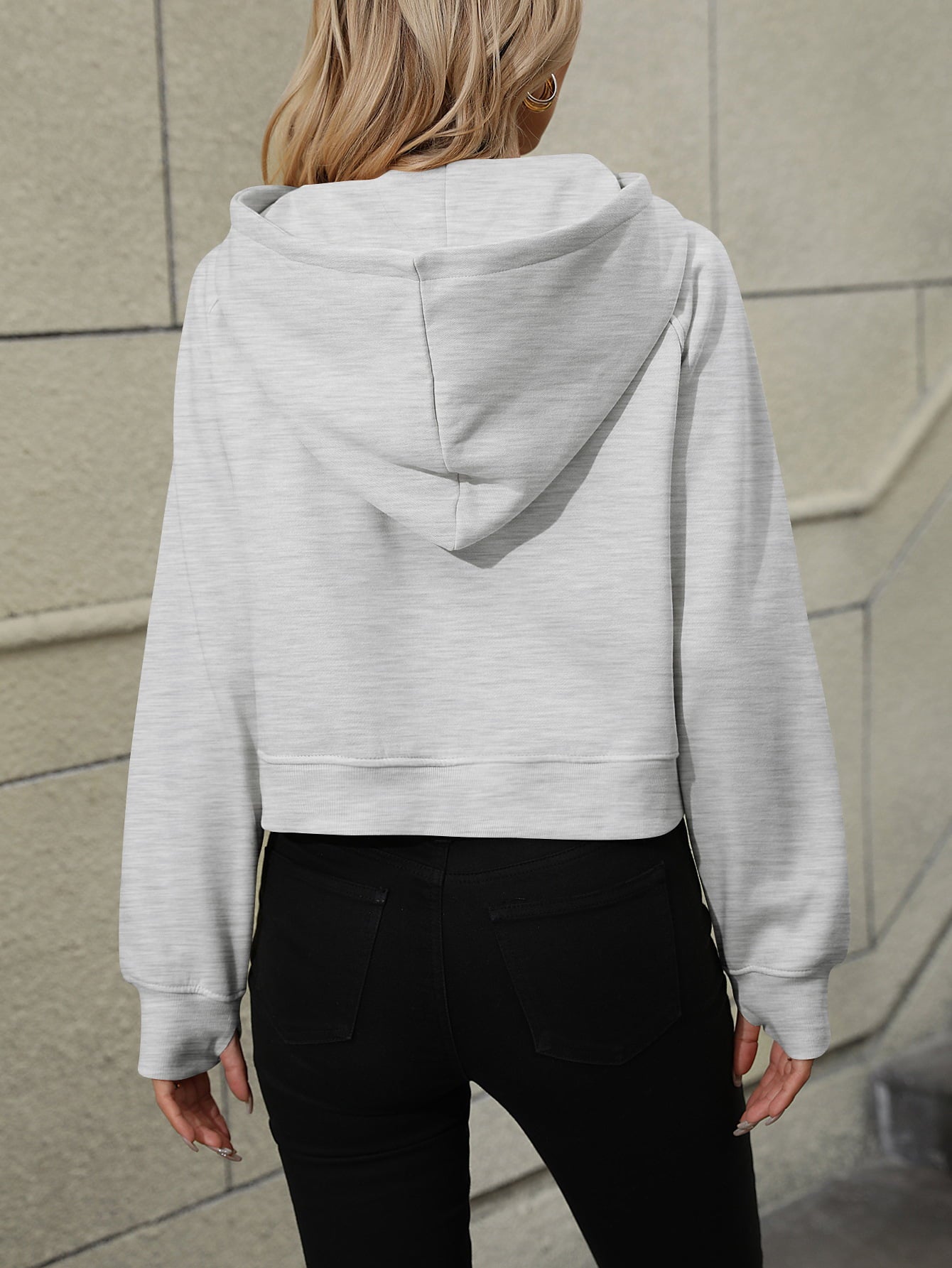 Dark Gray Raglan Sleeve Zip-Up Hoodie with Pocket Sentient Beauty Fashions Apparel &amp; Accessories