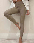 Gray Ribbed Mid Waist Leggings Sentient Beauty Fashions Apparel & Accessories