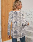 Tan Printed Square Neck Long Sleeve Blouse Sentient Beauty Fashions Apparel & Accessories