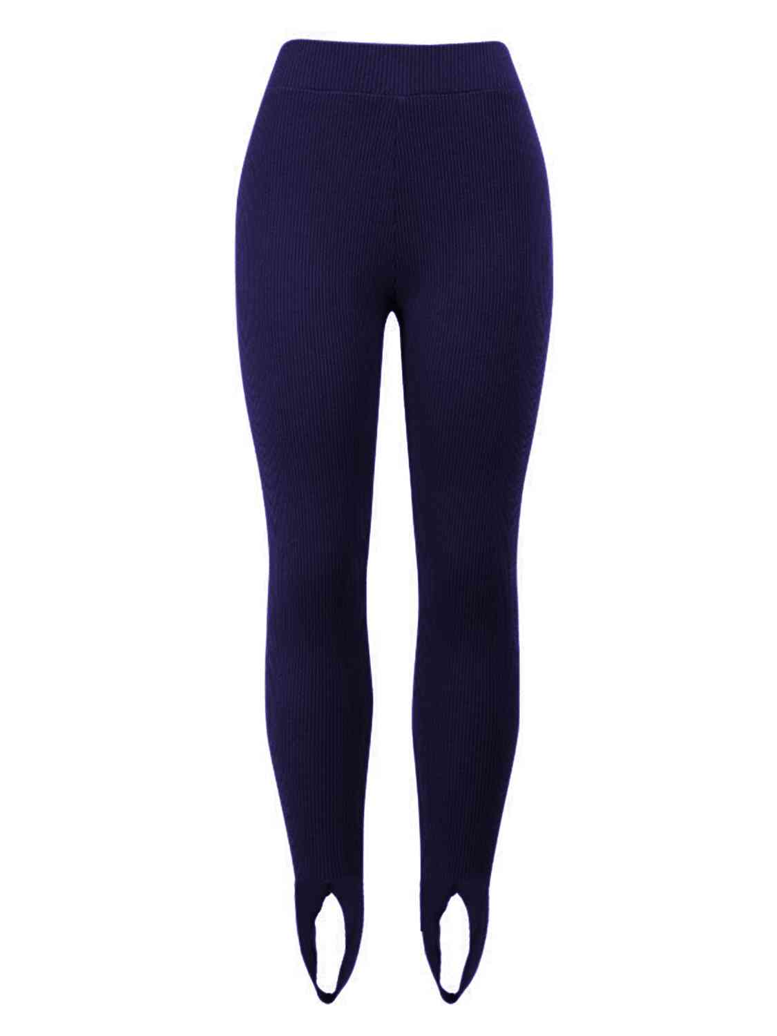 Midnight Blue Ribbed Mid Waist Leggings Sentient Beauty Fashions Apparel &amp; Accessories