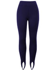 Midnight Blue Ribbed Mid Waist Leggings Sentient Beauty Fashions Apparel & Accessories