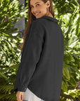 Dark Slate Gray Button Down Collared Jacket Sentient Beauty Fashions Apparel & Accessories