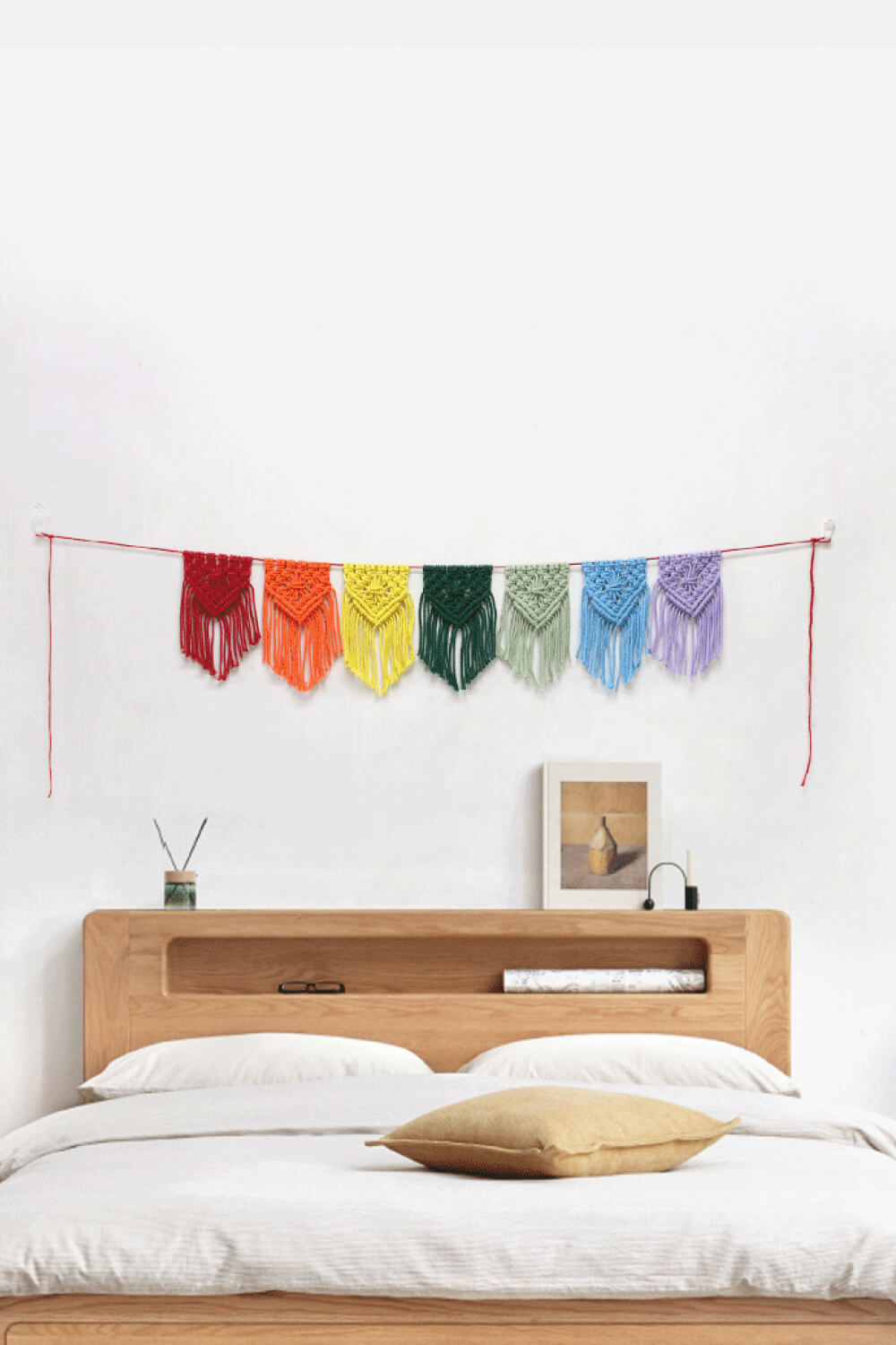 White Smoke Rainbow Fringe Macrame Banner Sentient Beauty Fashions Home Decor