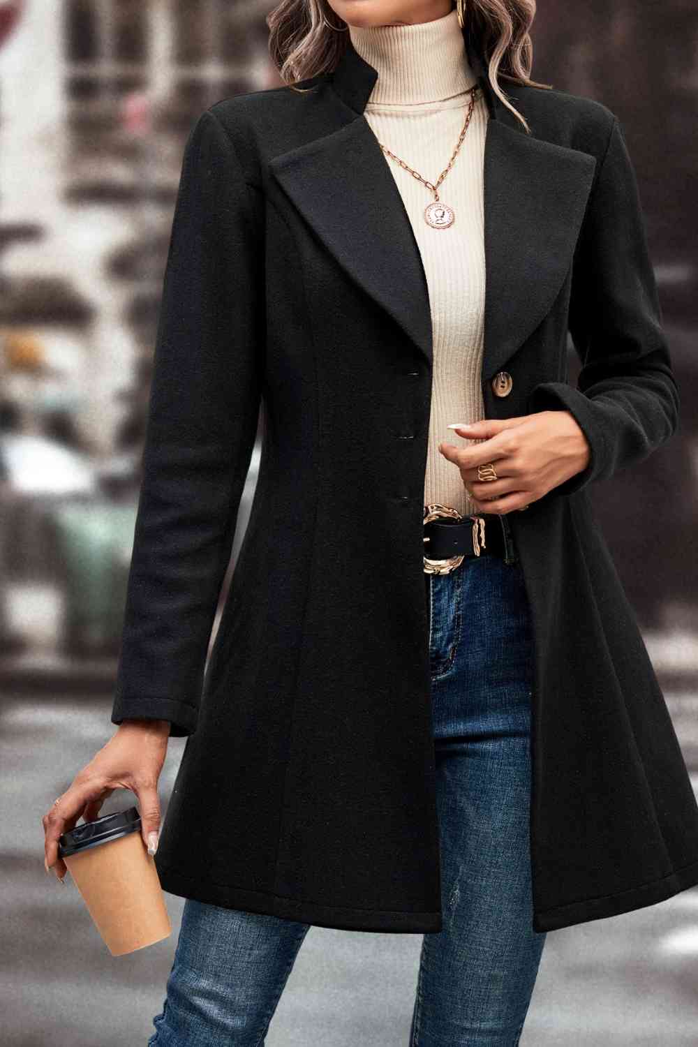 Gray Lapel Collar Button Down Coat Sentient Beauty Fashions Apparel &amp; Accessories