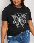 Dark Slate Gray Simply Love Full Size Butterfly Graphic Cotton Tee Sentient Beauty Fashions Apparel & Accessories