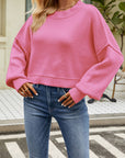 Rosy Brown Round Neck Dropped Shoulder Sweater Sentient Beauty Fashions Apparel & Accessories