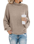 Rosy Brown Turtleneck Dropped Shoulder Sweater