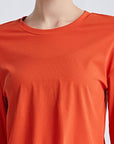 Chocolate Round Neck Dropped Shoulder Active T-Shirt Sentient Beauty Fashions Apparel & Accessories