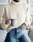 Light Gray Turtleneck Dropped Shoulder Sweater