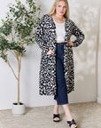 Gray Celeste Full Size Animal Print Button Up Long Sleeve Cardigan Sentient Beauty Fashions Apparel & Accessories