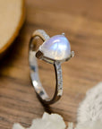 Sienna High Quality Natural Moonstone Teardrop Side Stone Ring Sentient Beauty Fashions jewelry