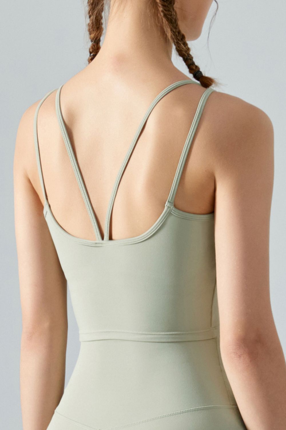Gray Double Strap Sports Cami Sentient Beauty Fashions Apparel &amp; Accessories