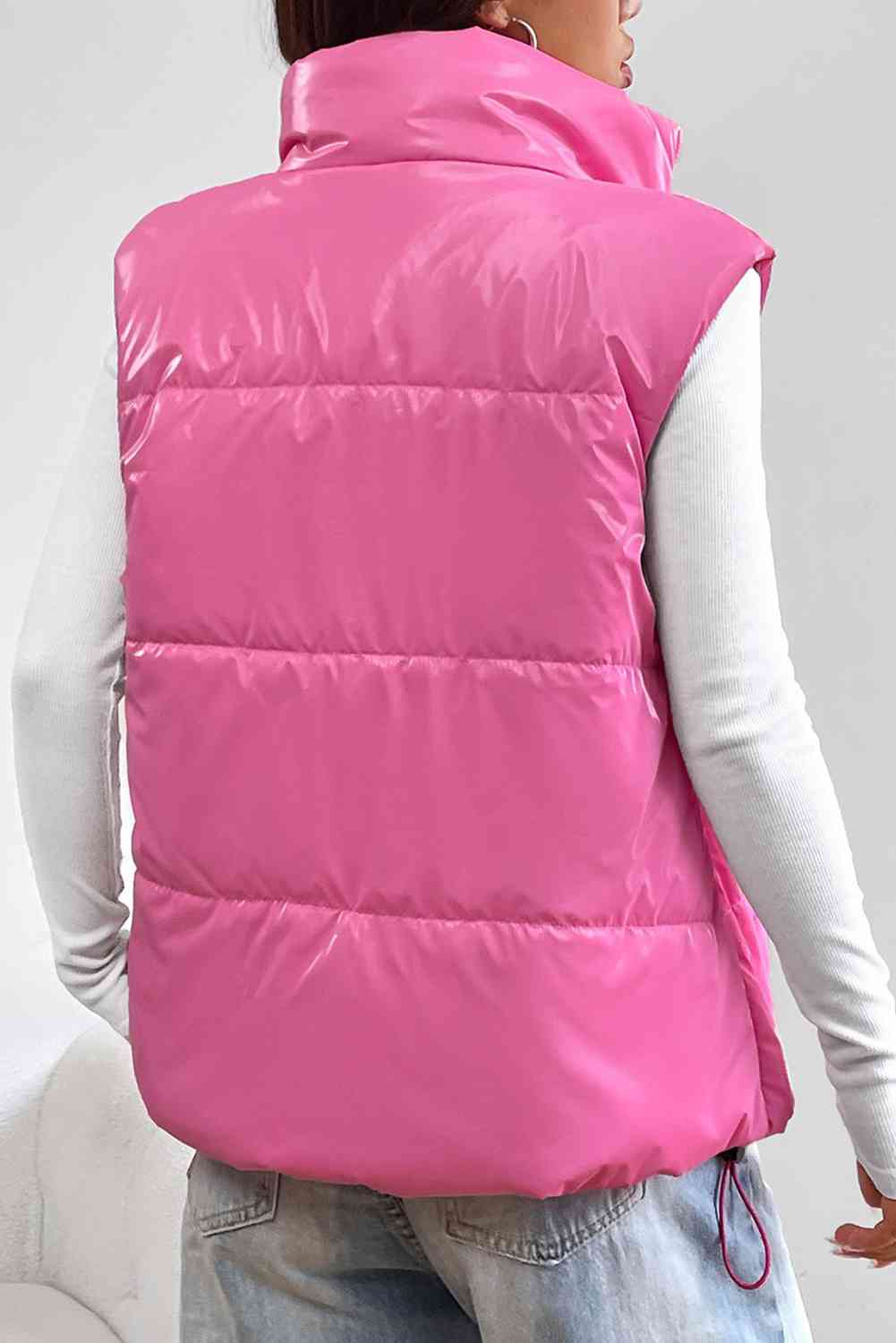 Pale Violet Red Zip Up Collared Vest Sentient Beauty Fashions Apparel & Accessories