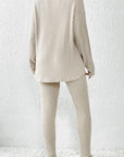 Light Gray Dropped Shoulder Top and Pants Lounge set Sentient Beauty Fashions Apparel & Accessories
