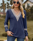 Dark Slate Gray V-Neck Long Sleeve T-Shirt Sentient Beauty Fashions Apparel & Accessories