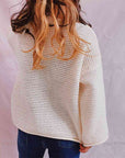 Gray Openwork Boat Neck Long Sleeve Sweater