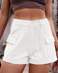 Light Gray High-Waist Denim Shorts with Pockets