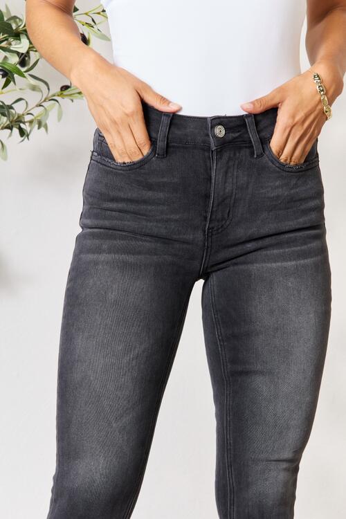 Dark Slate Gray BAYEAS Cropped Skinny Jeans Sentient Beauty Fashions Apparel & Accessories