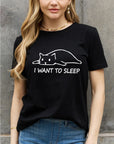 Dark Slate Gray Simply Love Full Size I WANT TO SLEEP Graphic Cotton Tee Sentient Beauty Fashions Apparel & Accessories