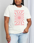 Light Gray Simply Love Full Size HAPPY MIND HAPPY LIFE Graphic Cotton Tee Sentient Beauty Fashions Apparel & Accessories