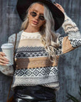 Dark Slate Gray Dropped Shoulder Round Neck Sweater Sentient Beauty Fashions Apparel & Accessories