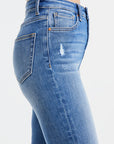 Dark Slate Blue BAYEAS Full Size High Waist Distressed Raw Hew Skinny Jeans Sentient Beauty Fashions Apparel & Accessories