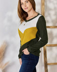 Gray Hailey & Co Full Size Colorblock V-Neck Blouse Sentient Beauty Fashions Apparel & Accessories