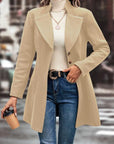 Rosy Brown Lapel Collar Button Down Coat Sentient Beauty Fashions Apparel & Accessories