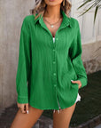 Dark Olive Green Button Up Dropped Shoulder Shirt Sentient Beauty Fashions Apparel & Accessories