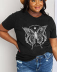 Gray Simply Love Full Size Butterfly Graphic Cotton Tee Sentient Beauty Fashions Apparel & Accessories