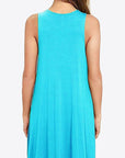 Turquoise Full Size Round Neck Sleeveless Dress with Pockets Sentient Beauty Fashions Dresses