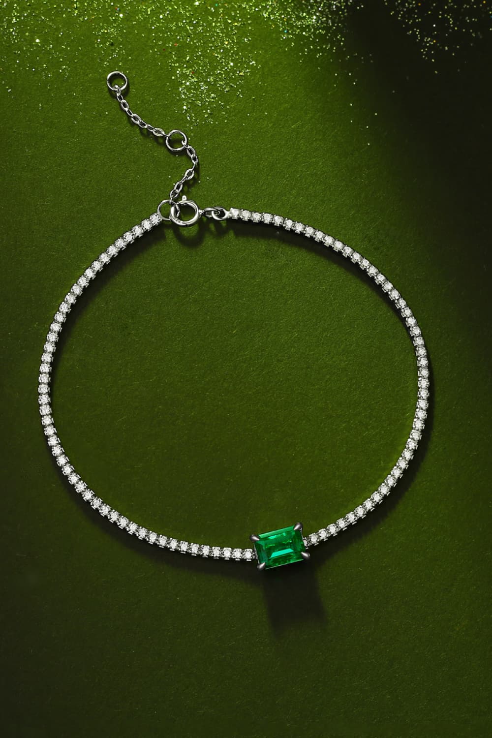 Dark Green 1 Carat Lab-Grown Emerald Bracelet Sentient Beauty Fashions bracelets