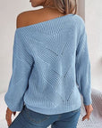 Dark Gray Openwork Long Sleeve Sweater