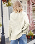 Light Gray Ribbed Drop Shoulder Lantern Sleeve Sweater