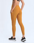 Lavender Double Take Wide Waistband Leggings with Pockets Sentient Beauty Fashions Apparel & Accessories