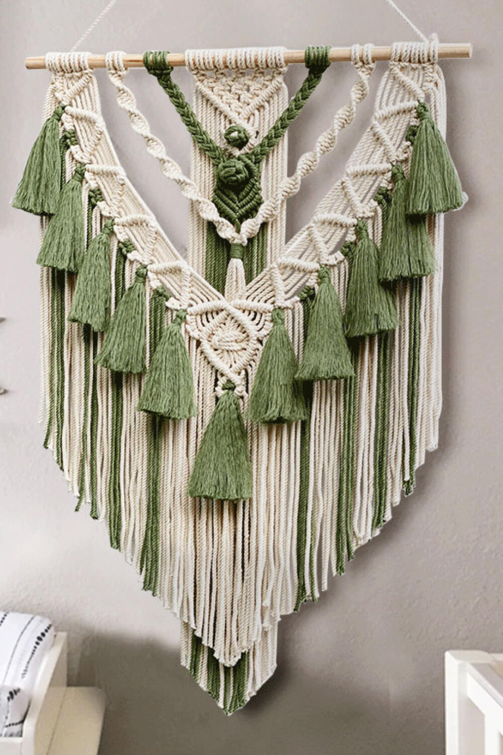Gray Two-Tone Macrame Wall Hanging Sentient Beauty Fashions Home Decor