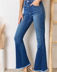 Gray Kancan High Rise Raw Hem Flare Jeans Sentient Beauty Fashions jeans