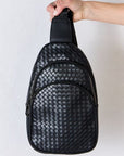 Dark Slate Gray Zenana Weaved Sling Bag Sentient Beauty Fashions Apparel & Accessories