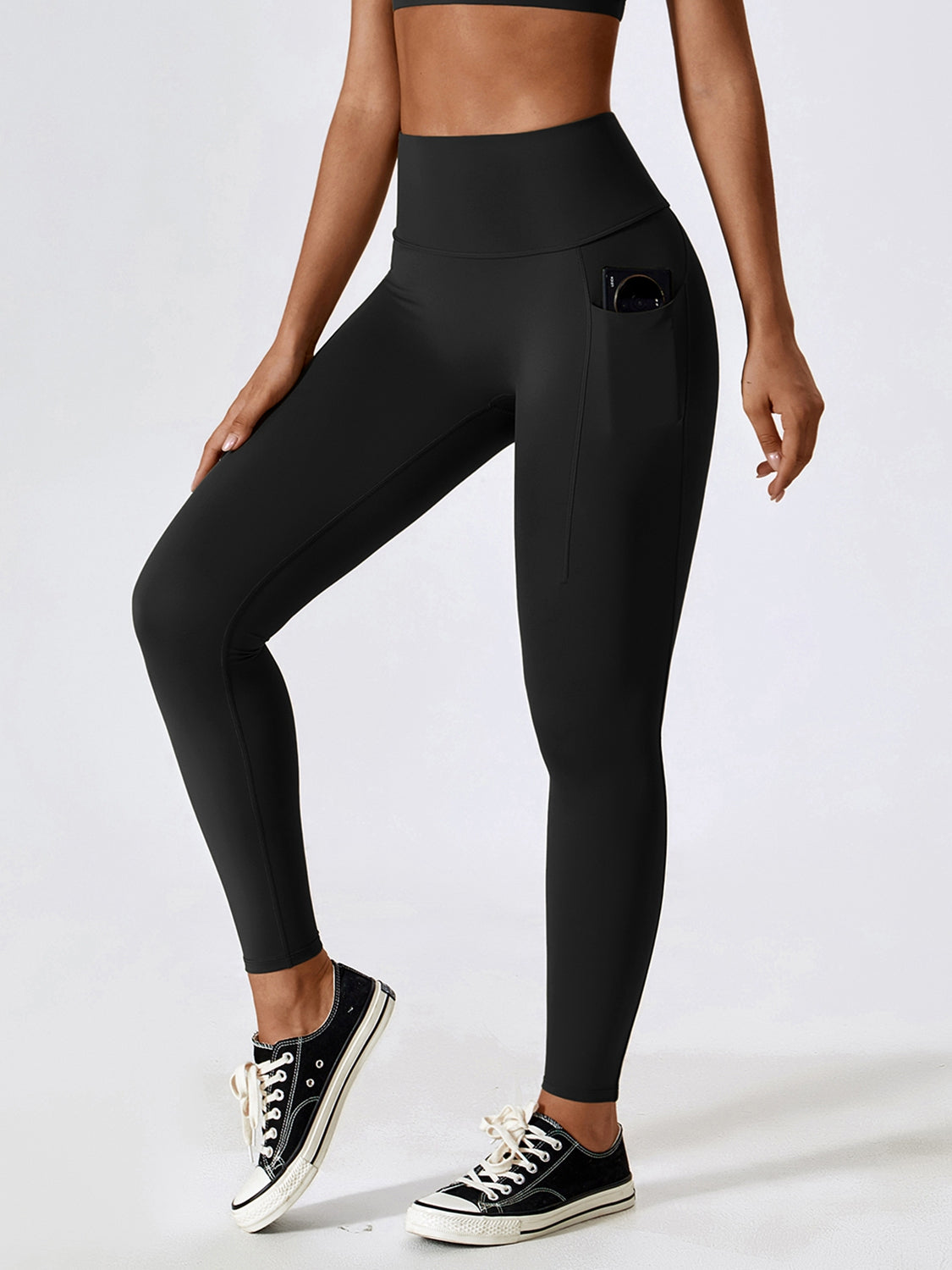 Black Wide Waistband Sports Pants Sentient Beauty Fashions Apparel &amp; Accessories