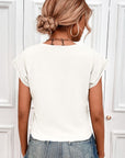 Beige Tied Round Neck Crop Tee