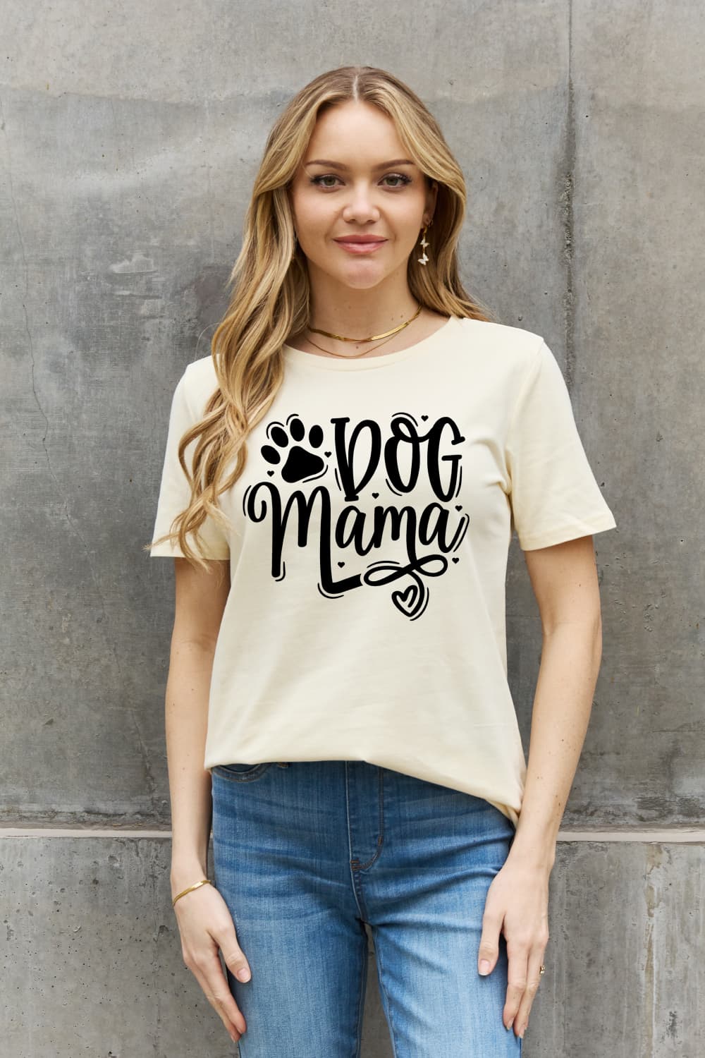 Light Slate Gray Simply Love Full Size DOG MAMA Graphic Cotton T-Shirt Sentient Beauty Fashions
