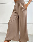 Rosy Brown Wide Waistband Relax Fit Long Pants Sentient Beauty Fashions Apparel & Accessories